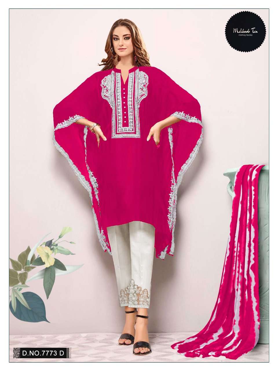 MEHBOOB TEX KAFTAN VOL 1 GEORGETTE EMBRODERY WORK DESIGNER PAKISTANI KURTI SUPPLIER IN SURAT 