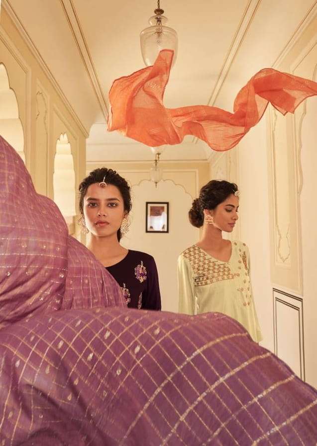 SAJAWAT CREATION ROOHI VOL 1  PURE VISCOSE EMBRODERY WORK DESIGNER KURTI WITH BOTTM AND DUPPTA COLLECTION SUPPLIER IN SURAT 