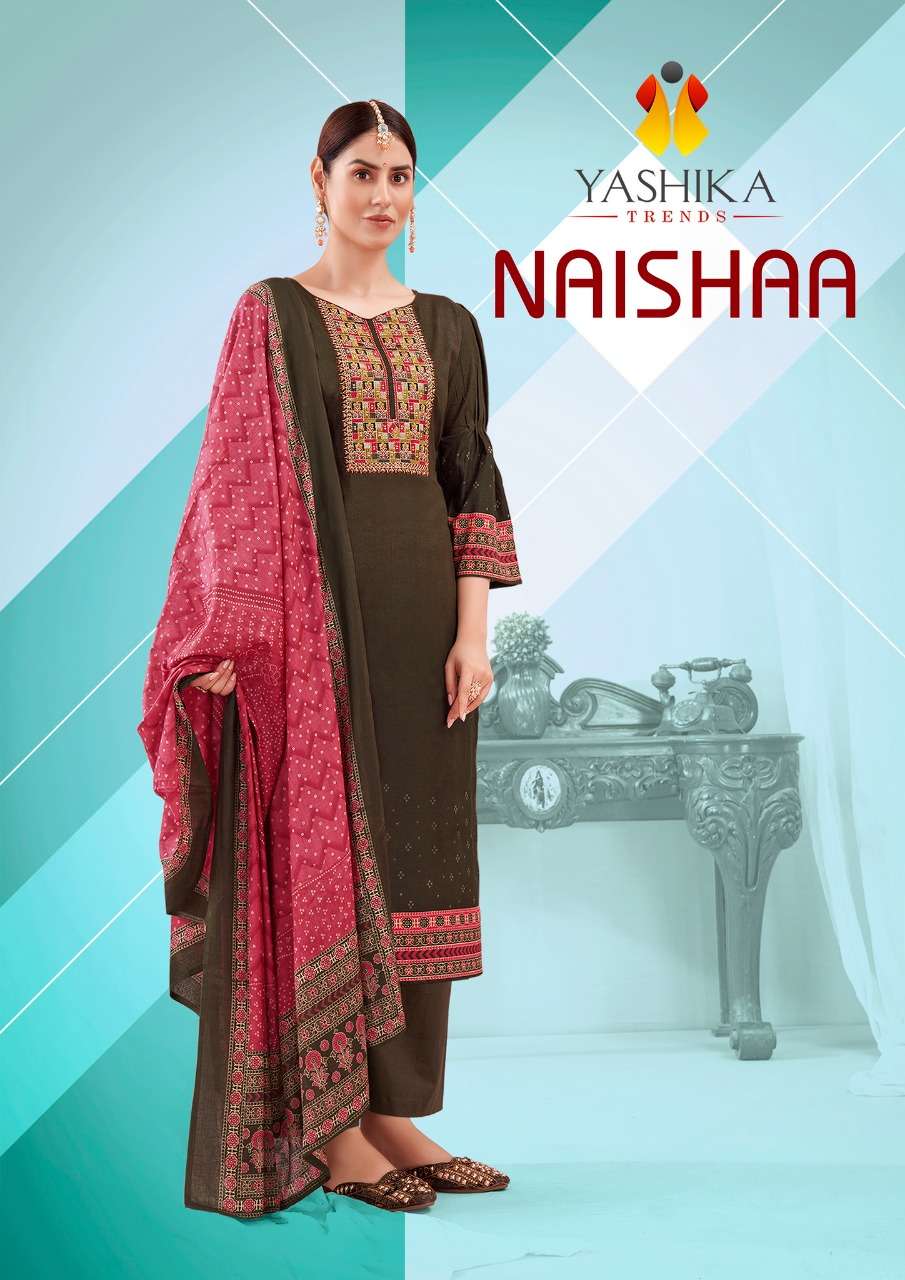YASHIKA TRENDS NAISHAA PURE COTTON FANCY WORK UNSTITCHED SALWAR KAMEEZ AVAILABLE AT WHOLESALE RATE 