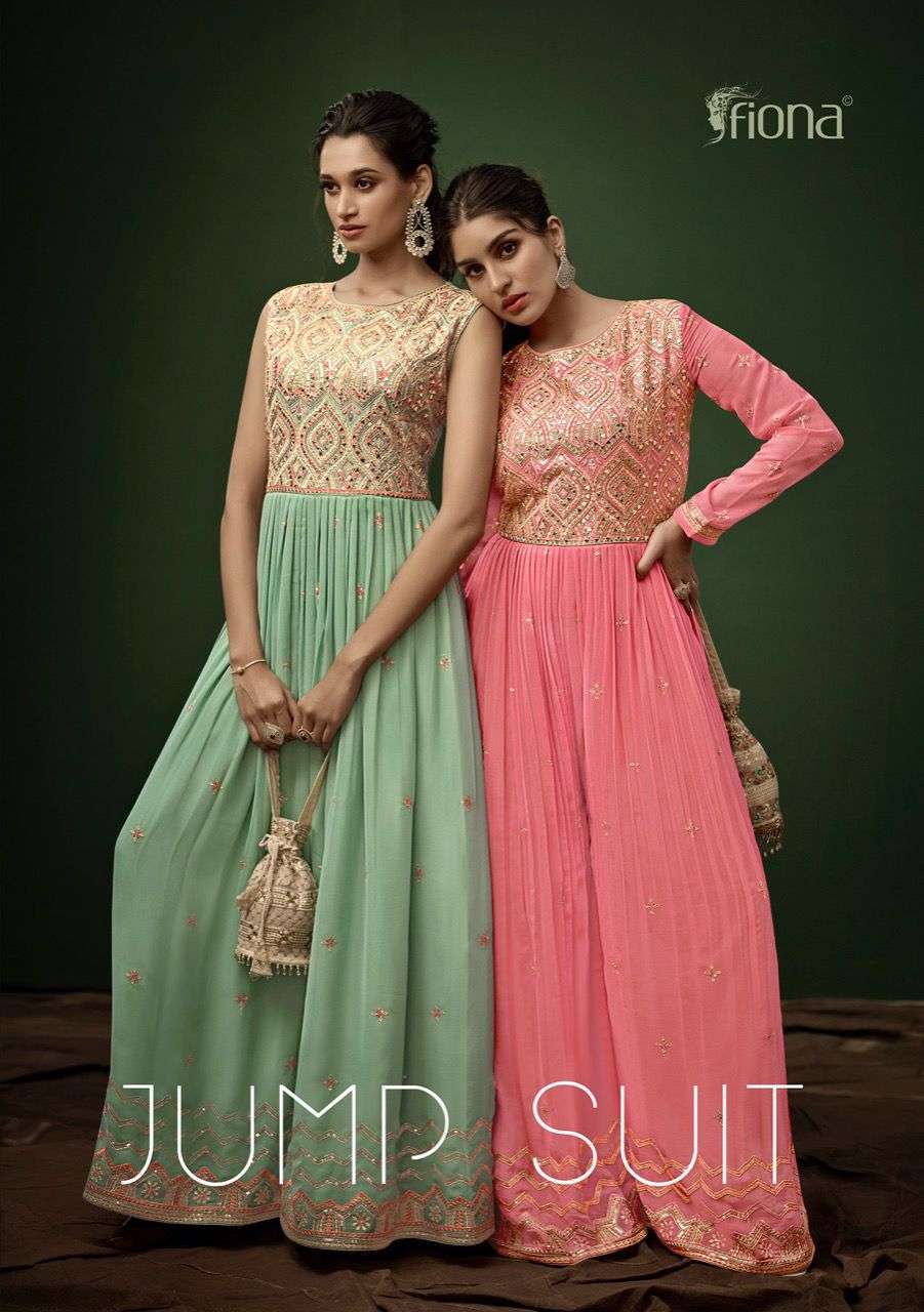 FIONA JUMP SUITS GEORGETTE EMBROIDERY GOWN SUITS SUPPLIER  