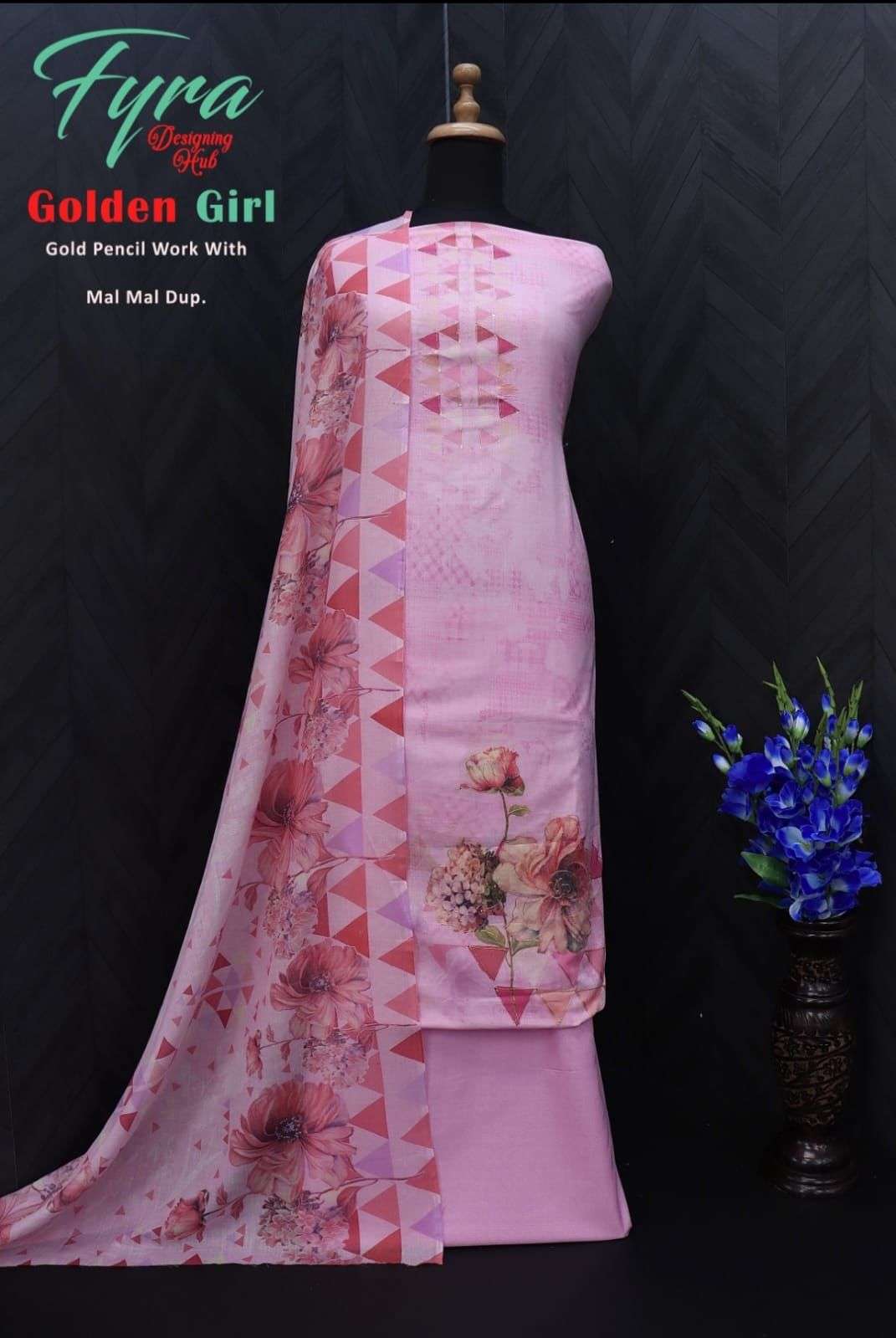 FYRA GOLDEN GIRL PURE COTTON DIGITAL PRINT WITH EMBRODERY WORK SALWAR KAMEEZ SUPPLIER IN SURAT 