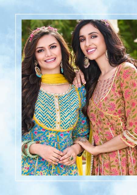 KAJAL STYLE GLAM LOOK VOL 1 PURE COTTON EMBRODERY WITH PRINTED KURTI MANUFACTURER IN SURAT 