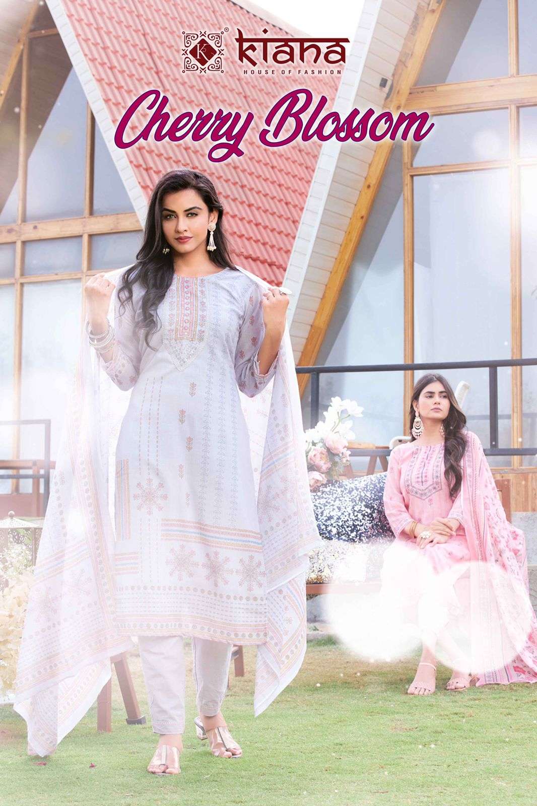 KIANA CHERRY BLOSSOM PURE COTTON TOP PANT WITH DUPATTA COLLECTION 2022