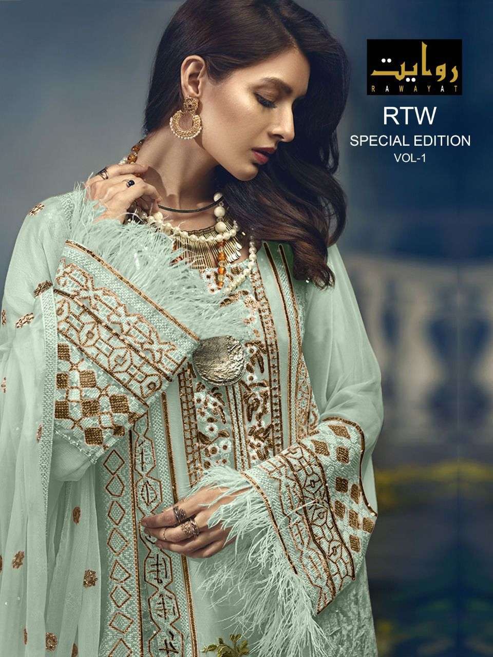 RAWAYAT SPECIAL EDITION VOL 1 FAUX GEORGETTE WITH HEAVY EMBRODERY WORK PAKISTANI PARTY WEAR SUIT 