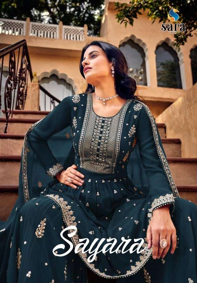 SARA TRENDZ SAYARA 3001 TO 3004 SERIES HEAVY PARTY WEAR SUITS SUPPLIER IN WHOLESALE RATE 