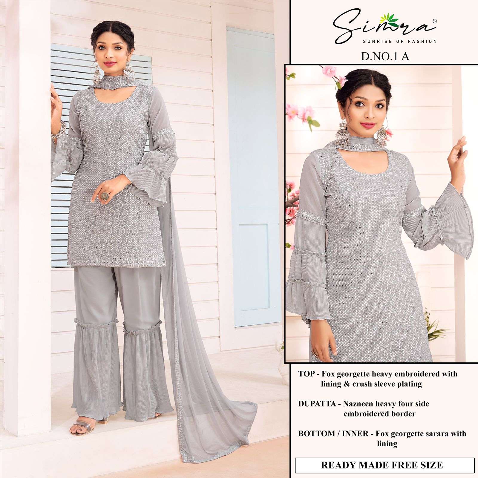 SIMRA 01 SERIES FAUX GEORGETTE HEAVY EMBRODERY WORK DESIGNER SALWAR KAMEEZ MANUFACTURER IN INDIA 