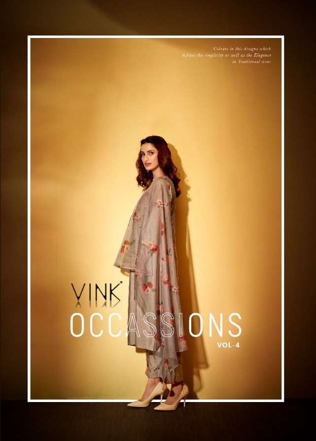 VINK OCCASIONS VOL 4  PARTY WEAR DESIGNER KURTI WITH PENT COLLECTION 2022