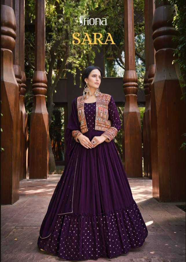 FIONA SARA GEORGETTE DESIGNER GOWN WITH KOTI COLLECTION WHOLESALE RATE 