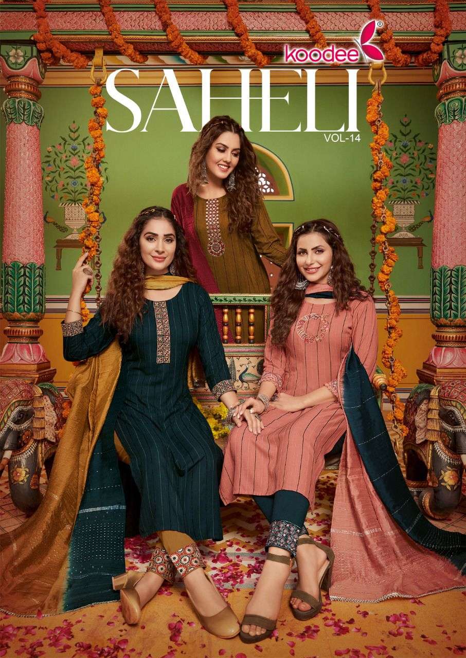 KOODE SAHELI VOL 14 1401 TO 1406 SERIES VISCOSE TOP BOTTOM WITH DUPATTA COLLECTION 