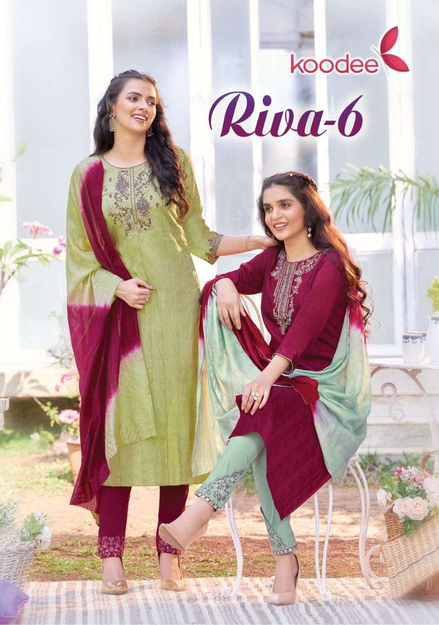 KOODEE RIVA VOL 6 KURTI PANT WITH DUPATTA COLLECTION AT SURAT 