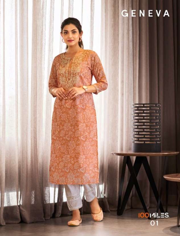 100 MILES GENEVA GEORGETTE DIGITAL PRINT FANCY KURTI COLLECTION CATALOGUE 