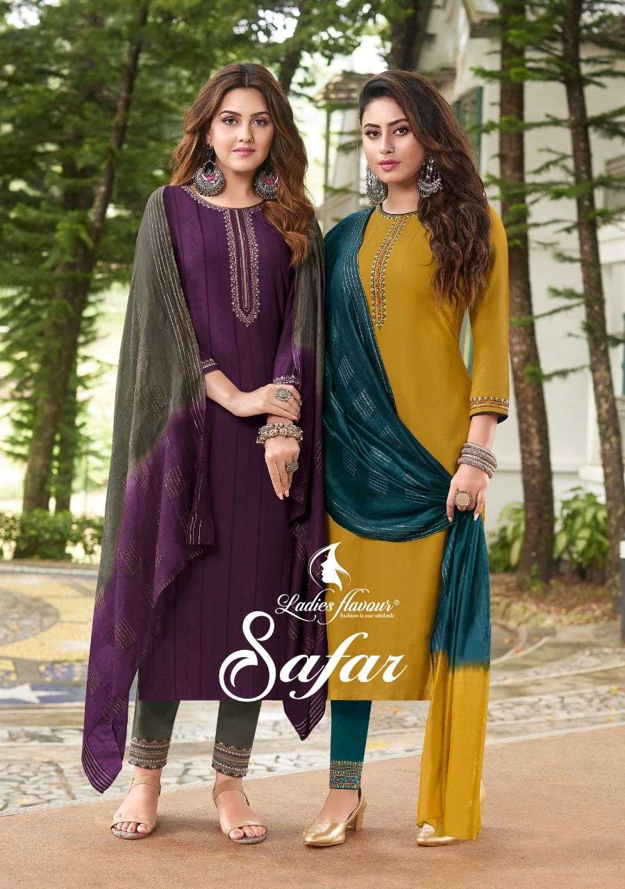 LADIES FLAVOUR SAFAR TOP BOTTOM WITH DUPATTA 3 PCS READYMADE NEW COLLECTION  BEST RATE 2022