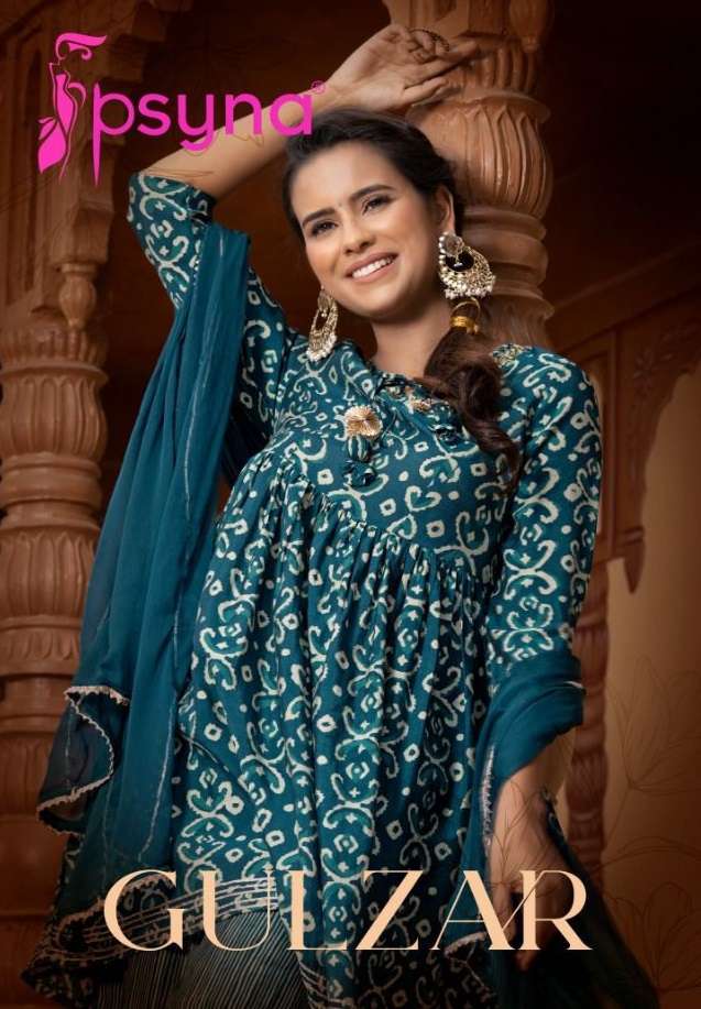 PSYNA GULZAR CHANDERI TOP DUPATTA WITH PEPLUM PANT SUPPLIER 