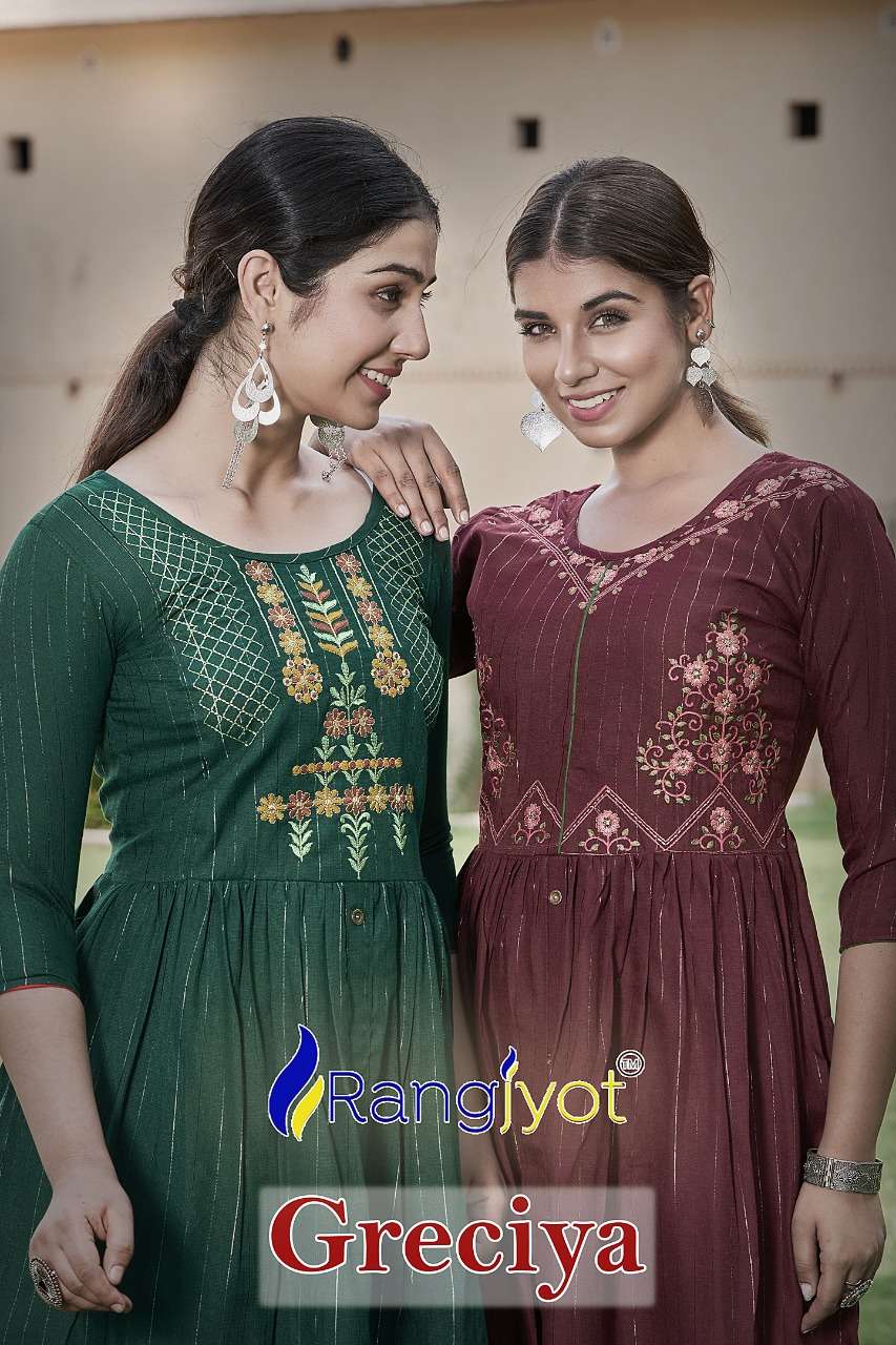RANGJYOT GRECIYA RAYON KURTI WHIOLESALE RATE 2022