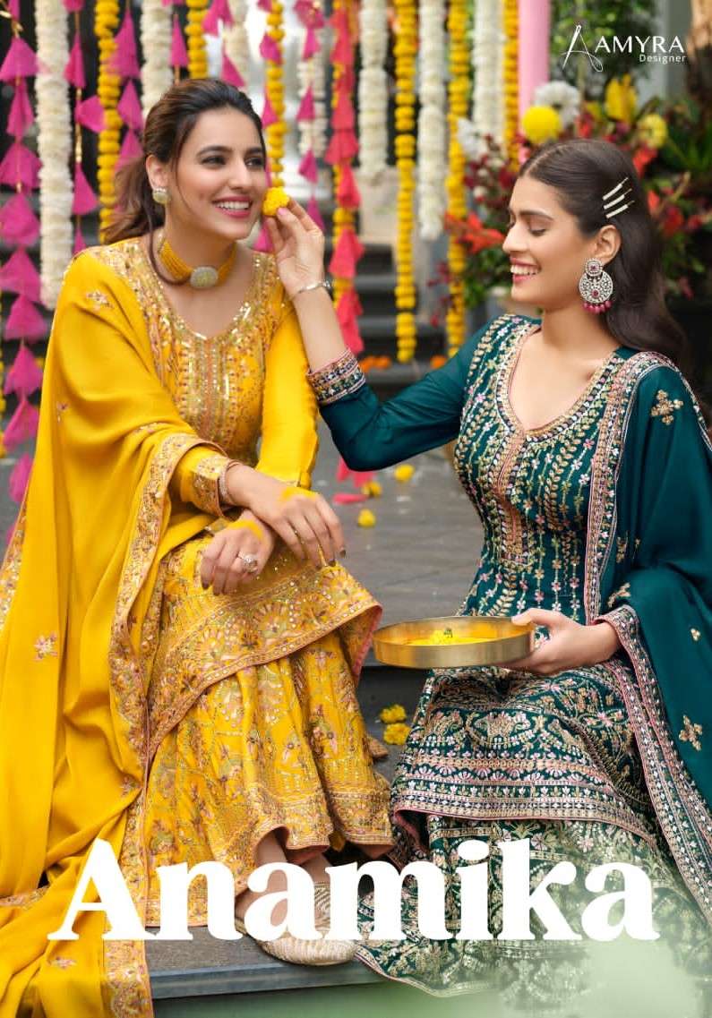 AMYRA DESIGNER ANAMIKA CHINON EMBROIDEY SUIT LATEST CATALOGUE 2022