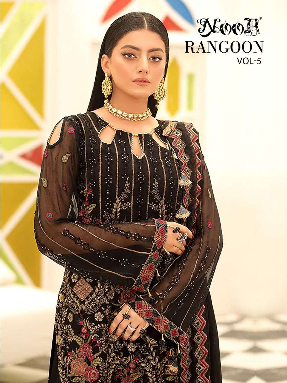 NOOR RANGOON VOL 5 GEORGETTE WITH EMBRODERY WORK DESIGNER PAKISTANI SALWAR KAMEEZ SUPPLIER IN SURAT 