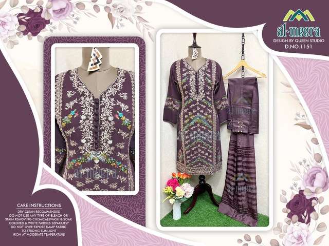 AL MEERA 1151 SERIES FOUX GEORGETTE EMBRODERY WORK PAKISTANI STYLE KURTI MANUFACTURER IN SURAT 