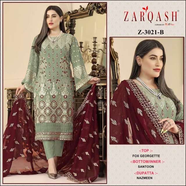 ZARQASH Z 3021 GEORGETTE  TOP PANT WITH DUPATTA NEW CATALOGUE 2022