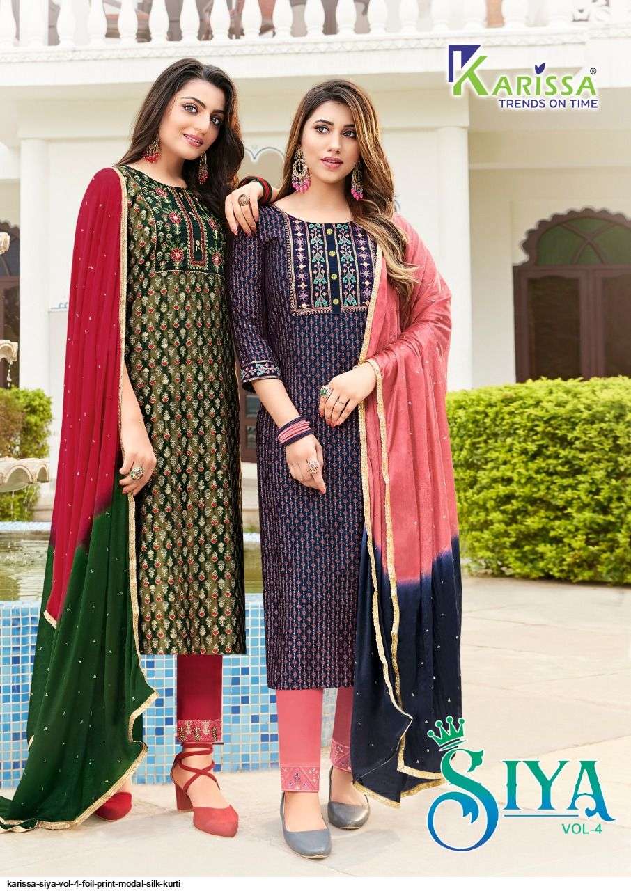 KARISSA SIYA VOL 4 FOIL PRINT MODAL SILK KURTI