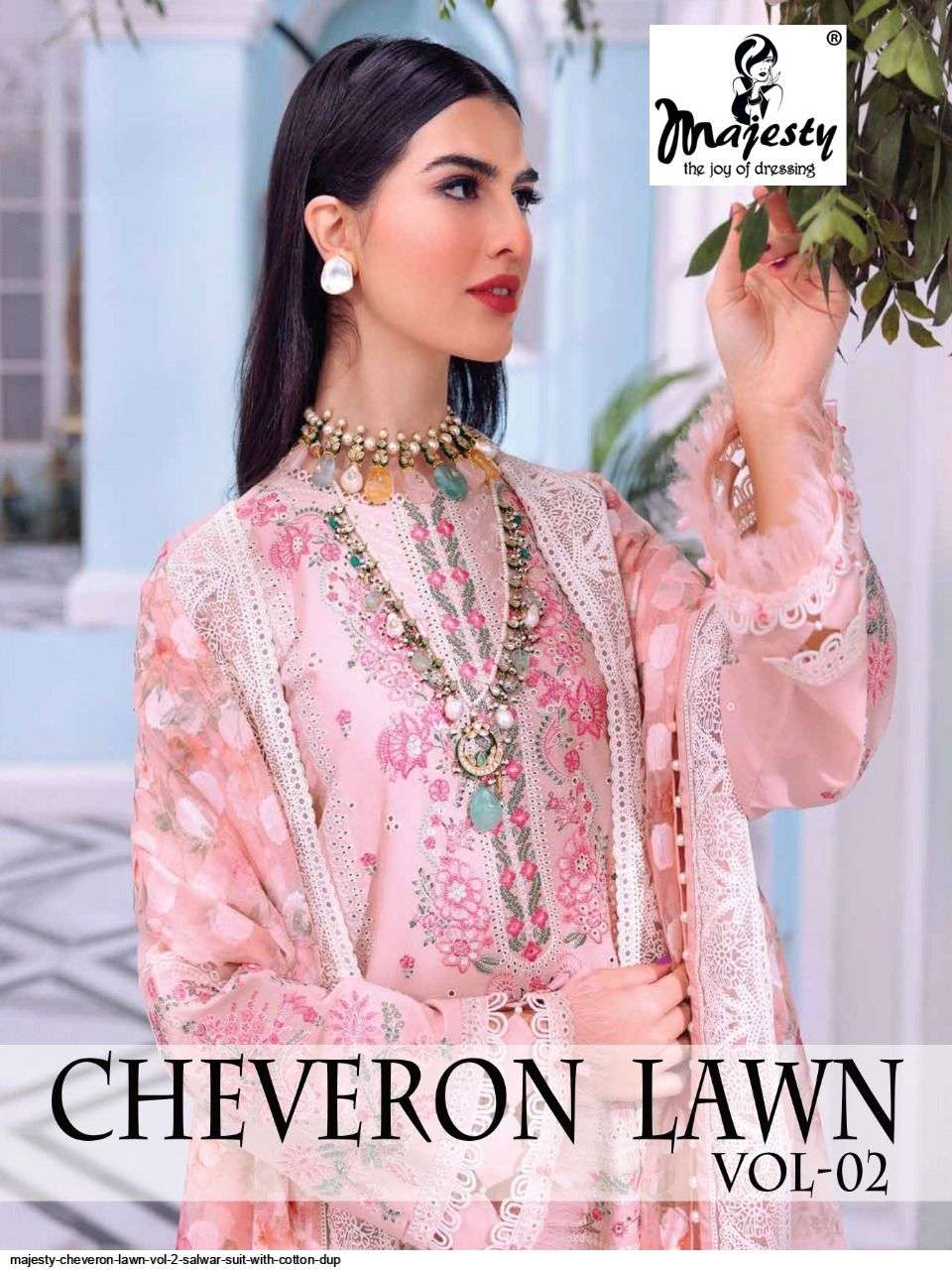 MAJESTY CHEVERON LAWN VOL 2 SALWAR SUIT WITH COTTON DUPATTA 