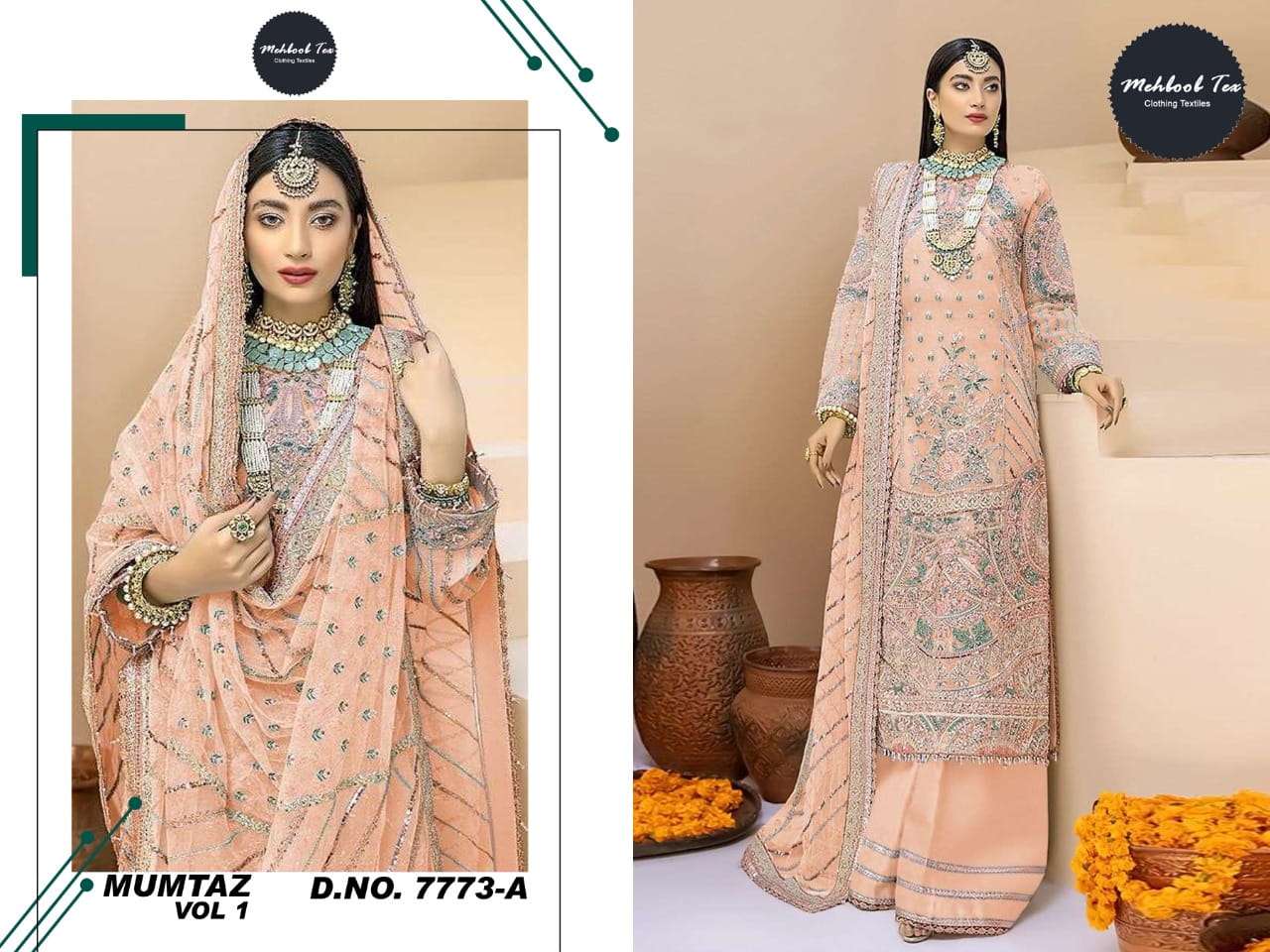 MEHBOOB TEX MUMTAZ VOL 1 ORGANZA EMBROIDERY SUITS CATALOGUE 