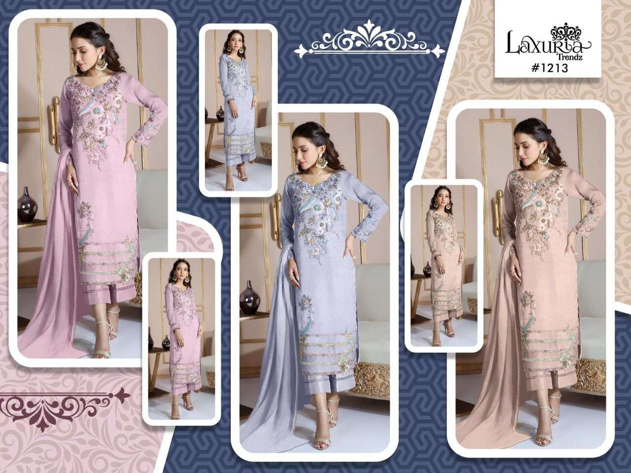 LUXURY PRET READYMADE COLLECTION DESIGN NO -1213 WITH TUNIC PANT AND CIGARATTE PANT 