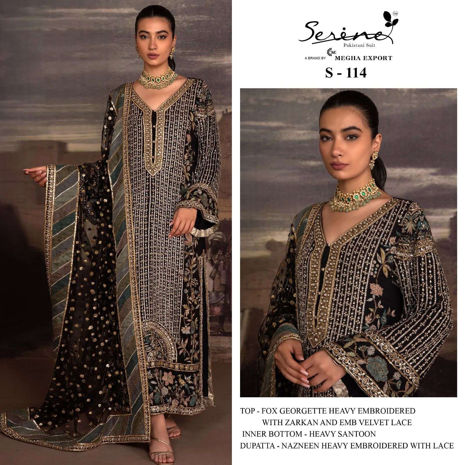 SERENE S-114 DESIGNER LATEST DESIGNER HEAVY WORK PAKISTANI SALWAR