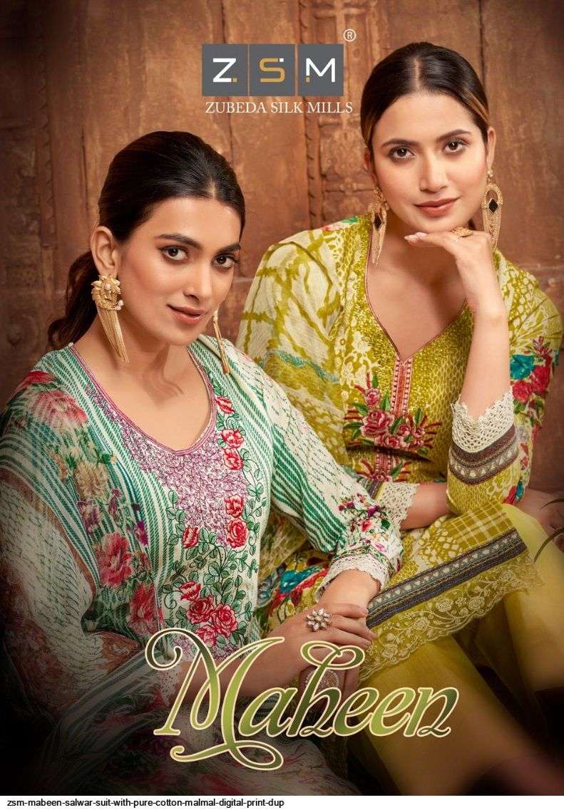 ZSM MABEEN SALWAR SUIT WITH PURE COTTON MALMAL DIGITAL PRINT DUP