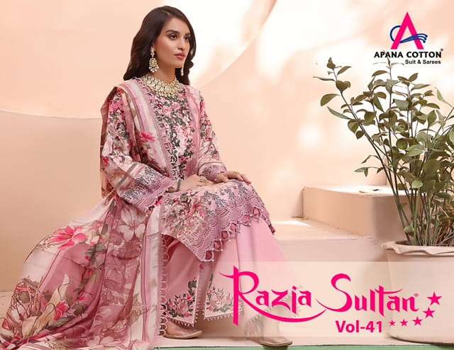 APANA COTTON RAZIA SULTAN VOL 41 COTTON PRINT KARACHI SUITS