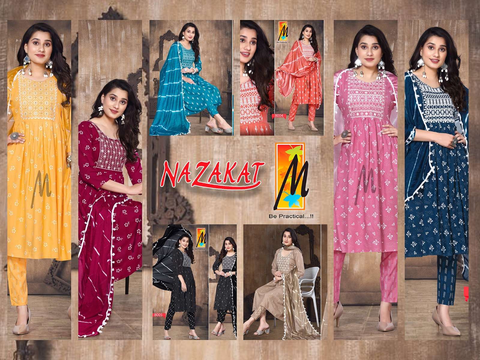 NAZAKART 3 PIECE PRINTED RAYON NYRA KURTI COLLECTION