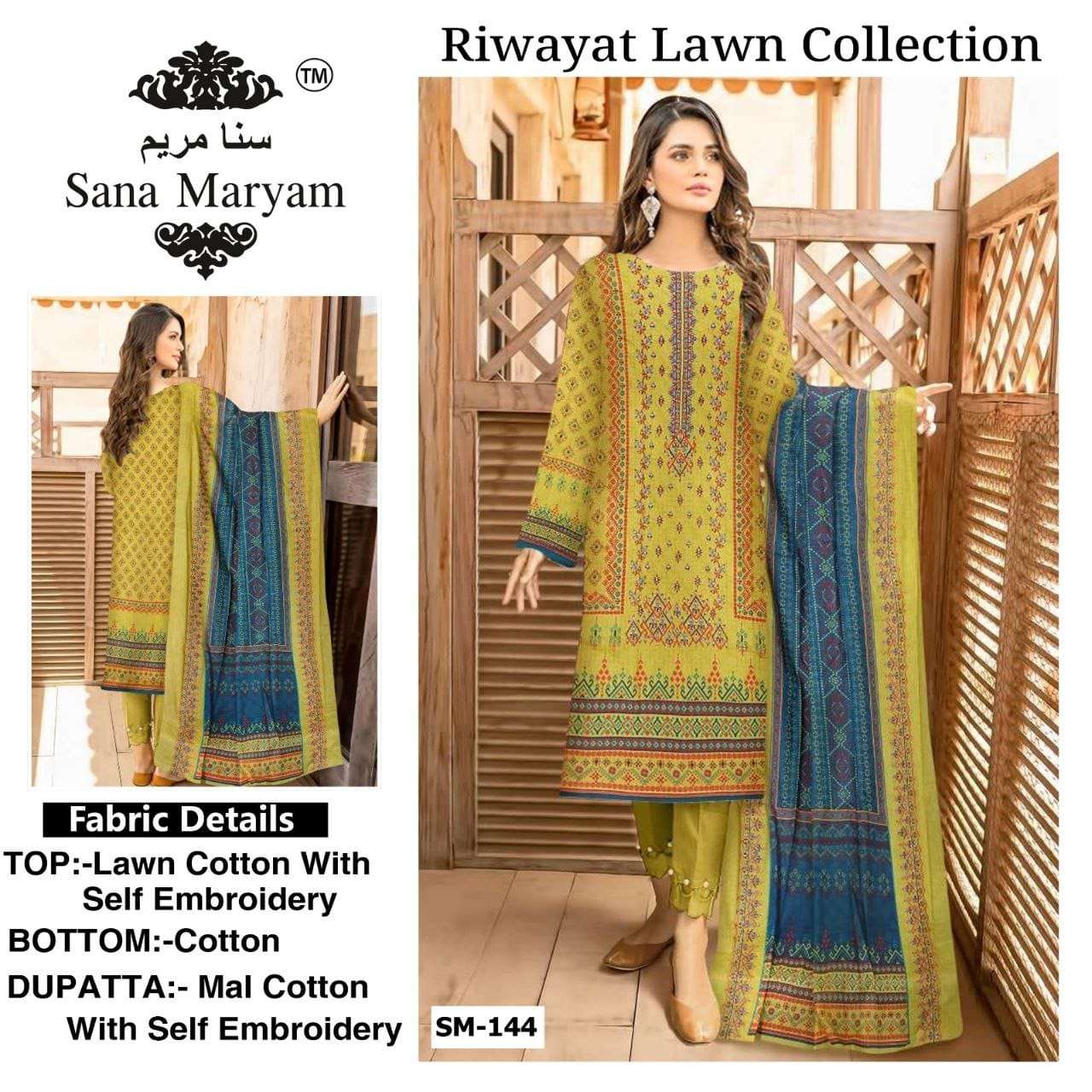 SANA MARYAM RIWAYAT LAWN COLLECTION EMBROIDERY KARACHI SUITS