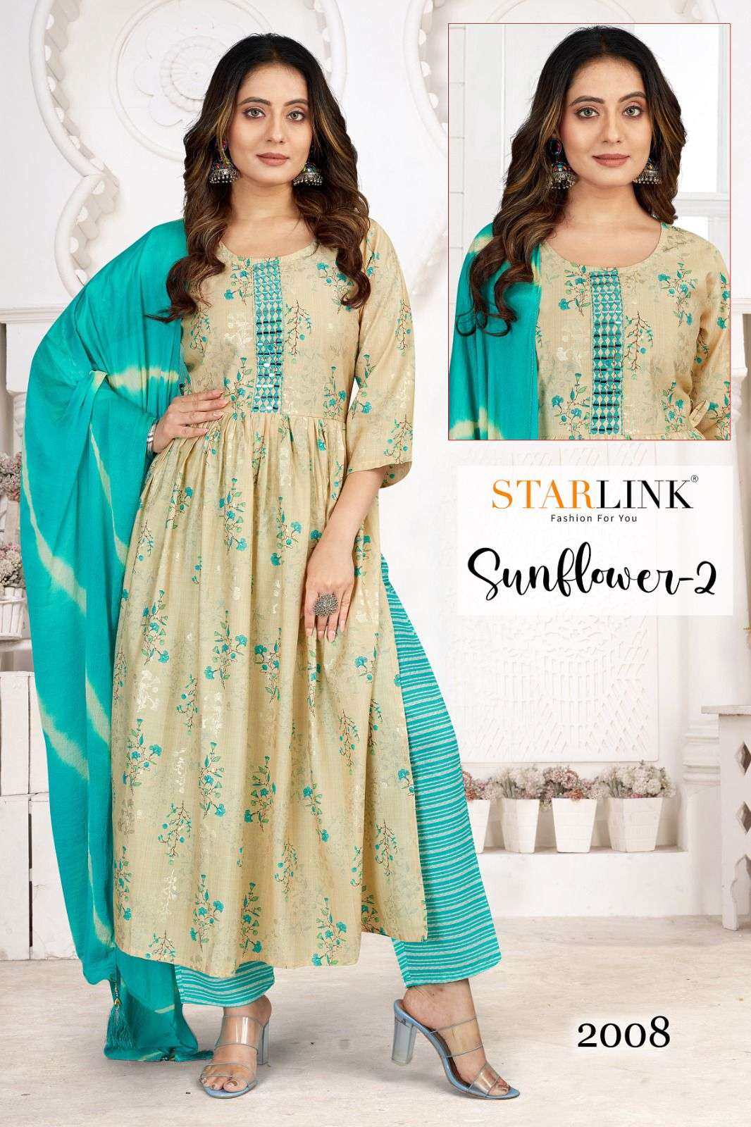 STARLINK SUNFLOWER-2 VISCOSE NYRA CUT KURTI COLLECTION 