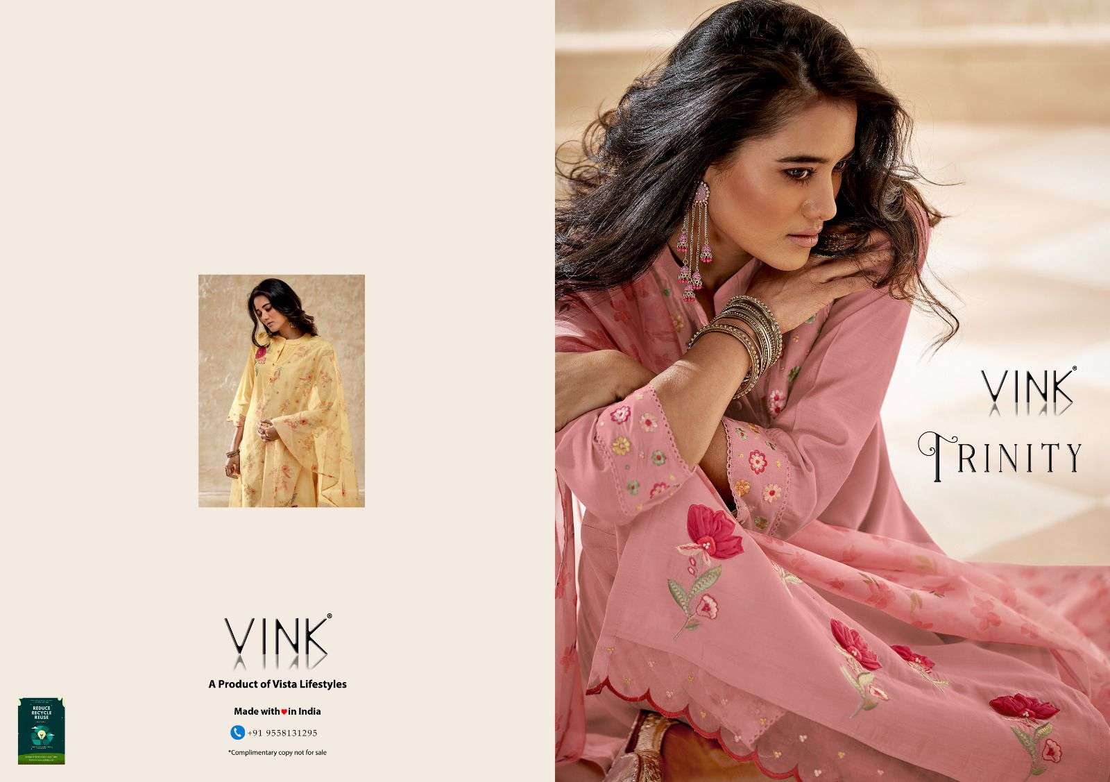 VINK TRINITY PARTY WEAR DESIGNER KURTI WITH PENT COLLECTION 2023