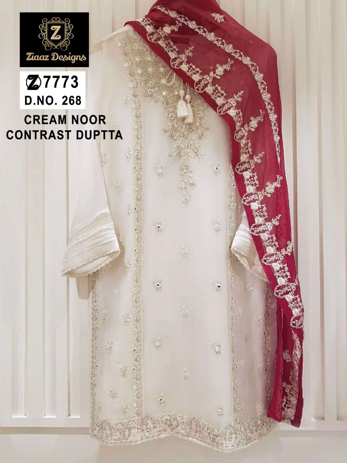 ZIAAZ DESIGNS 268 ORGANZA EMBROIDERY EID PAKISTANI COLLECTION WHOLESALER IN SURAT 