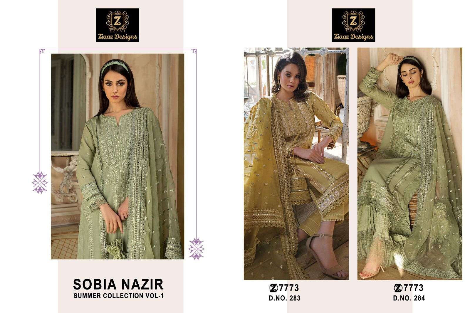ZIAAZ DESIGNS 283 284 CAMRIC COTTON EID PAKISTANI COLLECTION WHOLESALER IN SURAT 