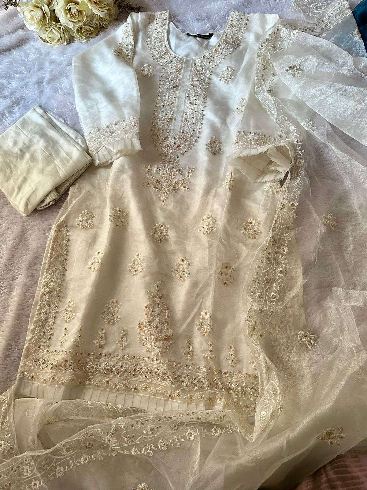ZIAAZ DESIGNS RM 45 ORGANZA EMBROIDERY EID PAKISTANI COLLECTION WHOLESALER IN SURAT 