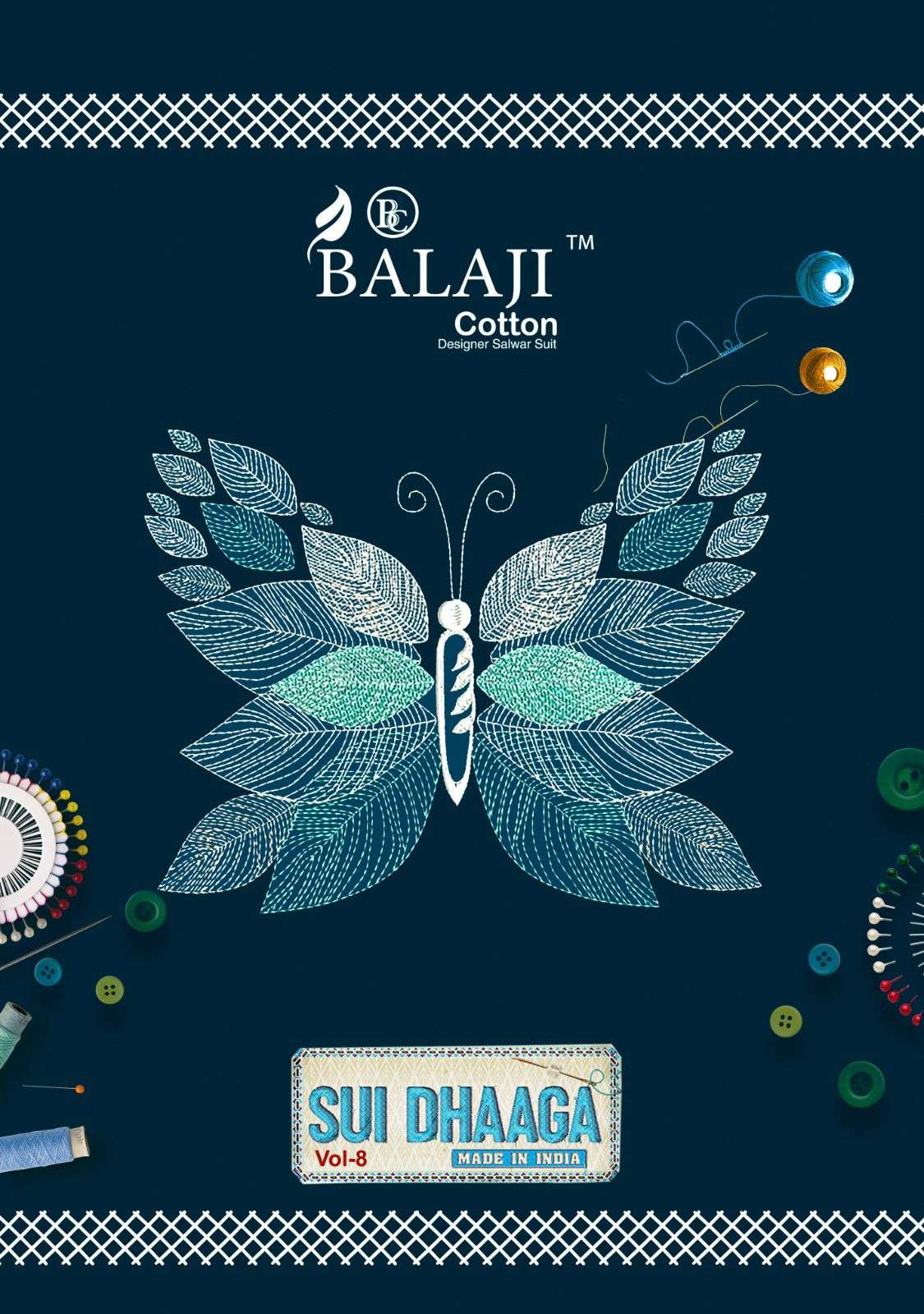 BALAJI COTTON SUI DHAGA VOL 8 PURE COTTON SUIT AT BEST RATE SUPPLIER IN SURAT 