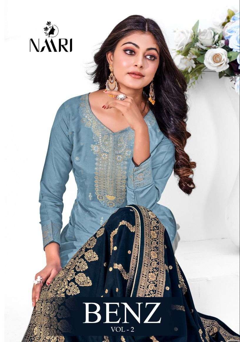 NAARI BENZ VOL 2 MUSLIN JACQUARD PARTY WEAR SUIT COLLECTION AT SURAT 2023