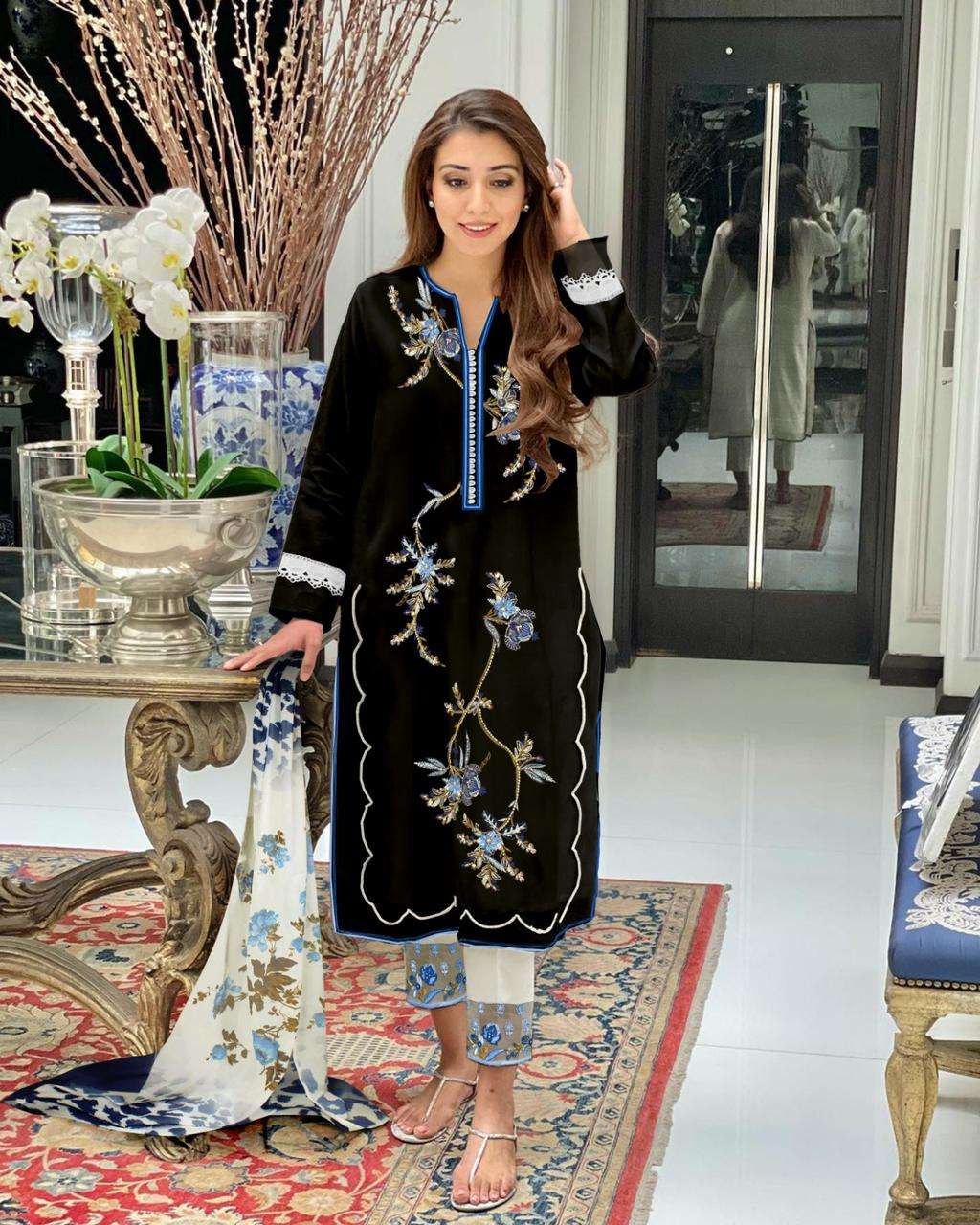 Enigmatic Golden Color Net Designer Abaya Style Pakistani Long Gown Dress -  389358827