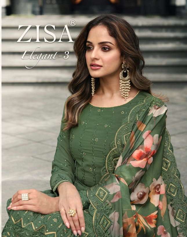 ZISA ELEGANT VOL 3 GEORGETTE EMBROIDERY SUITS CATALOGUE