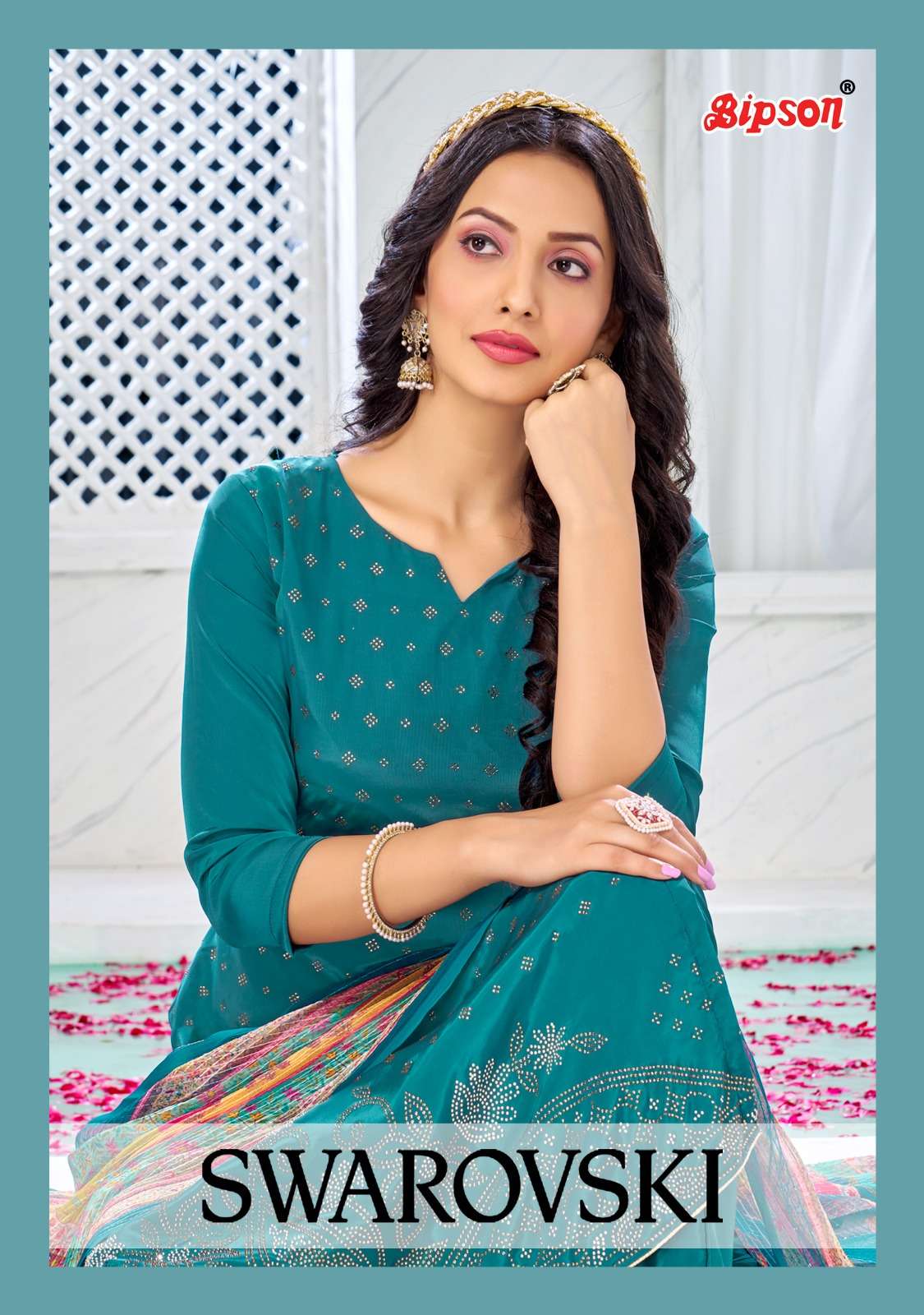 BIPSON PREMIUM SUIT COLLECTION SWAROVSKI 2158 PURE FRENCH SALWAR SUIT