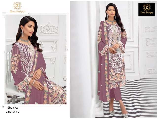 ZIAAZ DESIGNS 254 SERIES GEORGETTE EMBROIDERY SEMI STITCHED SUIT SURAT 