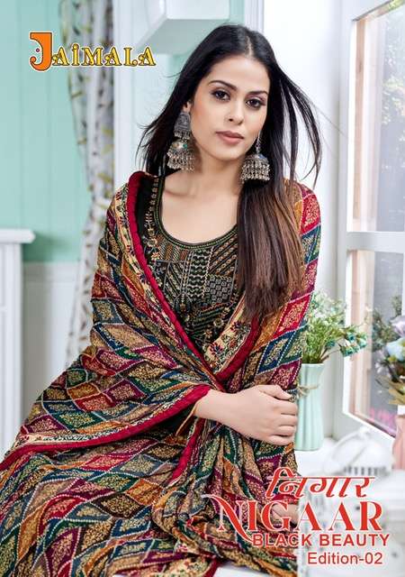 JAIMALA NIGAR BLACK BEAUTY EDITION 2 RAYON SLUB SUIT COLLECTION SURAT 