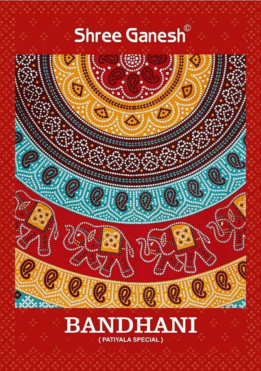 SHREE GANESH PRESENT BANDHANI PATIYALA SPECIAL COTTON DRESS MATERIAL