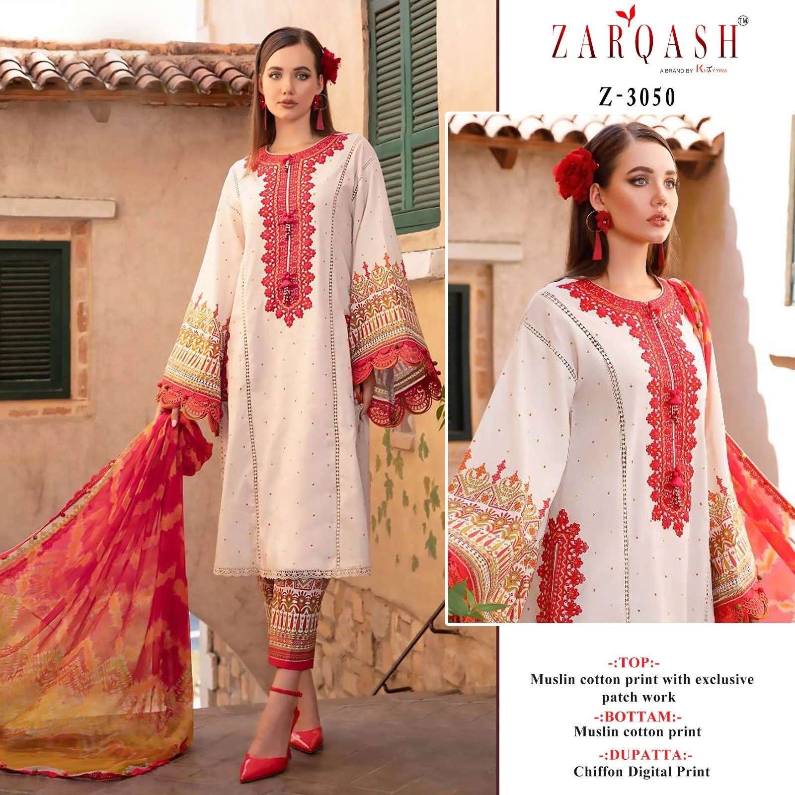 ZARQASH PRESENT D NO-3050 MUSLIN COTTON DIGITAL PRINT COLLECTION 