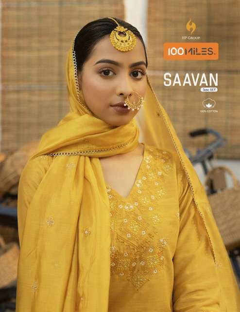 100 MILES SAAVAN READYMADE TOP PANT WITH DUPATTA 3 PCS SET CATALOGUE 2023