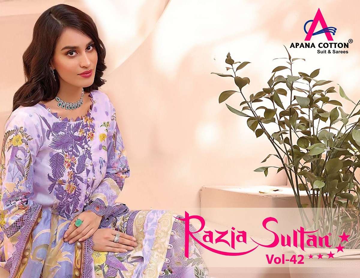 APANA COTTON PRESENT RAZIA SULTAN VOL-42 COTTON PRINTED SUIT COLLECTION