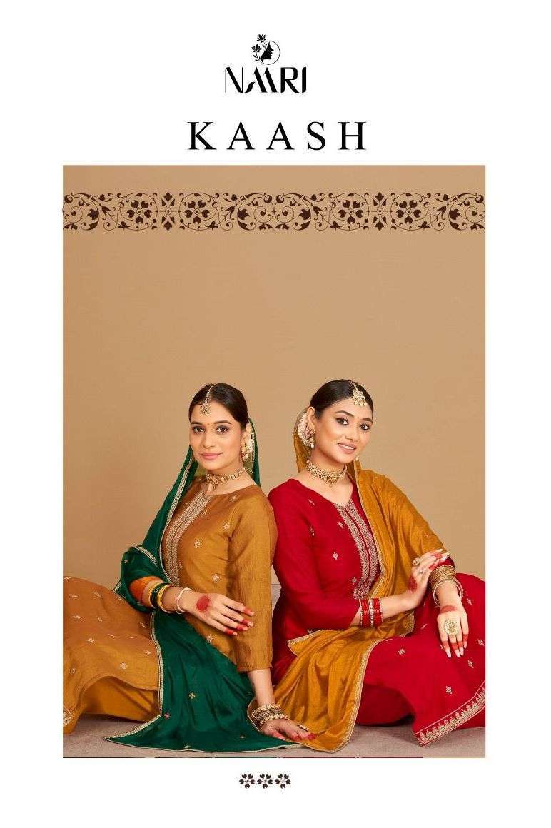NAARI PRESENT KAASH PUIRE SILK SUIT WEDDING WEAR SUIT COLLECTION WHOLESALE RATE SURAT 