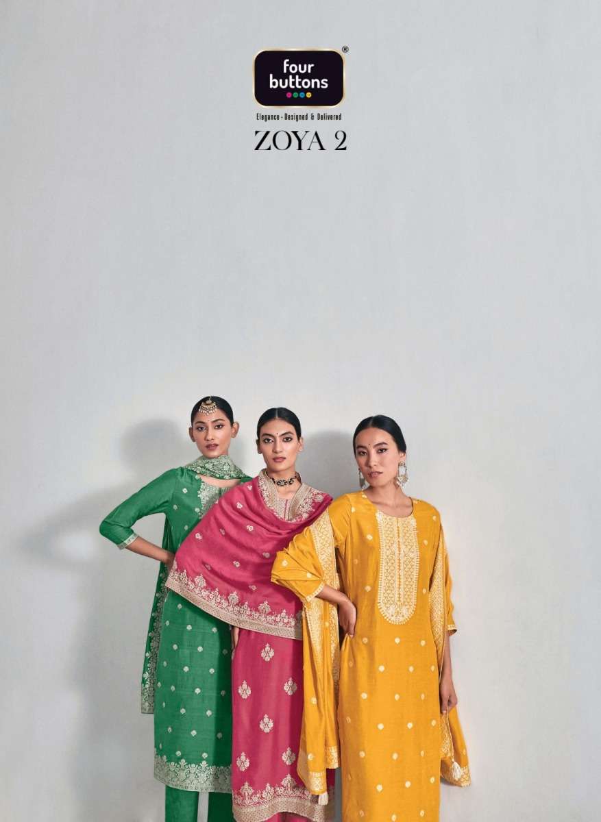 FOUR BUTTONS ZOYA VOL 2 MUSLIN LAKHNAVI SUIT SUPPLIER 