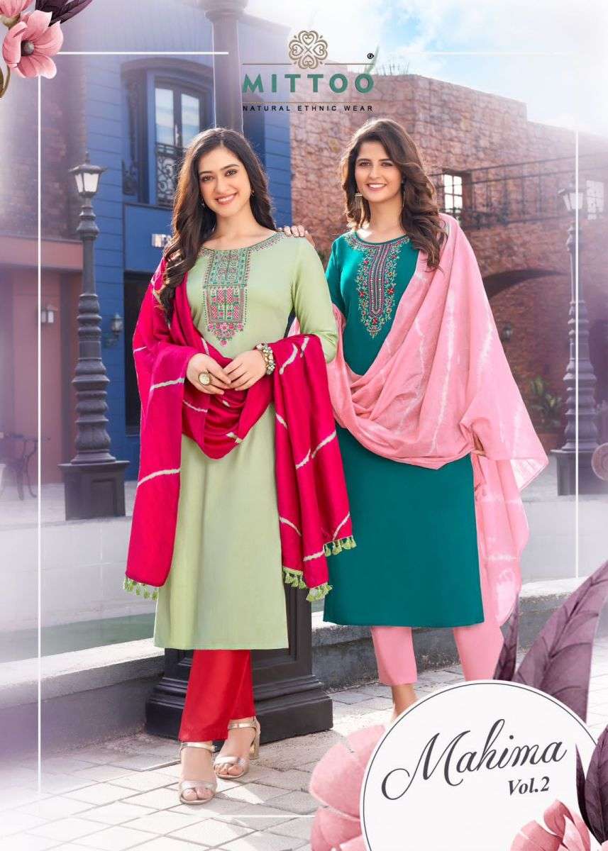 MITTO MAHIMA VOL 2 EMBROIDERY RAYON READYMADE SUIT COLLECTION 